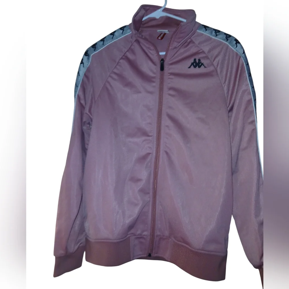Kappa Pink Track Jacket W/ White Striped Logo On Sleeves Size Small - Picture 5 of 15